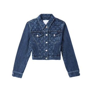 Veste en jean pour femmes à manches longues manteau en jean bleu surdimensionné mode vêtements d'extérieur pour le printemps - Product Image 1