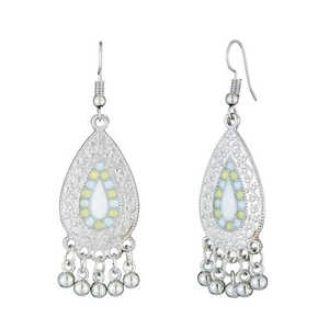 Tip Top Fashions White Meenakari Rhodium Plated Trendy Religious Stud Pendientes Zircon Jewelry on Brass PARA EL Parties-1312528D - Product Image 1