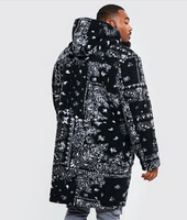 Veste bomber longue en polyester respirant à imprimé par sublimation pour homme, taille plus, hiver, noir