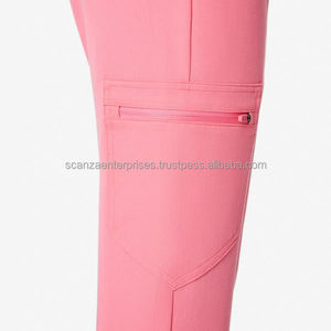 OEM personnalisé doux coton Spandex tricoté Scrubs uniformes été à manches courtes col montant robe de patient hôpital vêtements ensembles - Product Image 6