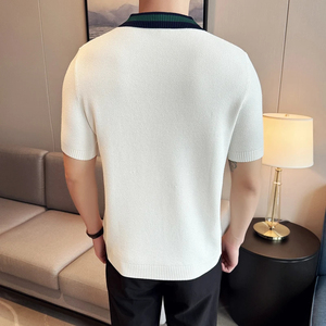 Camiseta de Verano para Hombre, Talla Grande, de Algodón y Fibra de Bambú de Alta Calidad, Tejida, de Manga Corta, Transpirable y de Secado Rápido, con Contraste de Color - Product Image 6