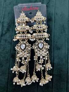 Luxury Latest Exclusive Bhahubali Designer <b>Fashion</b> <b>Chandelier</b> Jhumki <b>Earrings</b> for Women Exclusive Collection Zircon Main Alloy - Product Image 2