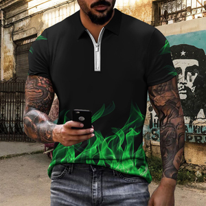 Venta al por mayor personalizado 100% poliéster hombres para Polo estilo de moda llama patrón cruzado transpirable tejido de punto precio - Product Image 2