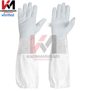 Guantes de seguridad para apicultor Guantes antipicaduras de cuero de Palma completo con lona duradera Mangas largas para el brazo Guante protector multiusos - Product Image 5
