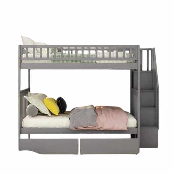 VAP Customizable Modern Wooden Double Bed Latest Style Bunk Bed with Drawer and Ladder for Kid's Bedroom for Living Room