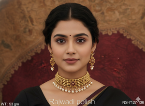 Conjunto de Collar Étnico de 5 Capas con Cuentas Estilo Rajwadi Antiguo, Perfecto para Bodas, Fiestas, Festivales y Regalos - Product Image 4