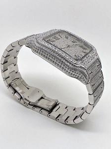 Lujoso reloj con esfera romana cuadrada automática de acero inoxidable de 20mm, Diamante de Premium moissanita, glaseado elegante, alta resistencia al agua - Product Image 4