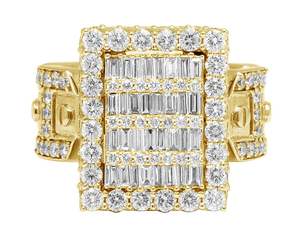 New Hip Hop Style S925 Sterling <b>Silver</b> Round and Baguette Cut Moissanite Diamond <b>Rings</b> for <b>Mens</b> - Product Image 1