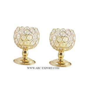 Bougie votive éclaircissante sur table polie or métallique Bougeoirs décoratifs d'intérieur de qualité supérieure pour la maison - Product Image 4