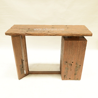 Table console en teck massif de style rustique, écologique, faite à la main, multifonctionnelle, personnalisable, meubles de salon, appartement, villa