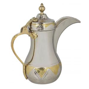 Cafetera Dallah de latón hecha a mano de alta calidad con grabado acabado de níquel para vajilla cafetera árabe - Product Image 3