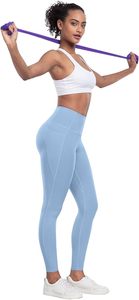 Lot de 6 pantalons de yoga pour femmes simplement à la mode taille haute taille moyenne Leggings doux taille élastique contrôle du ventre avant solide - Product Image 4