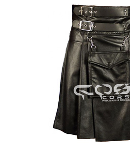 COSH KILTS Kilt en cuir noir pour vêtements de club et de mode Kilt personnalisé de haute qualité Bondage et fétiche - Product Image 3