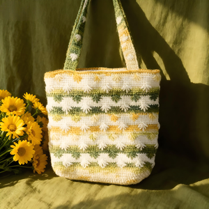 Sac à bandoulière en crochet fait main, rayé et texturé, personnalisable, pour usage quotidien décontracté, pour femmes - Vente chaude en gros - Product Image 6