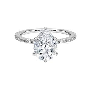 Anillo de Compromiso con Halo Oculto en Corte Pera para Mujer - Product Image 1