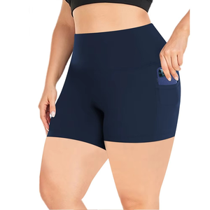 Plus Size High-Waist Yoga <b>Shorts</b> with Pockets 1XL-5XL Custom Logo Anti-Chafing <b>Stretch</b> <b>Shorts</b> for Women - Product Image 6