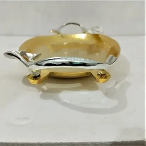 VISHAL HANDICRAFT Designer Floral Leaf Metal <b>Tray</b> Brass Plated Gold Handles Modern Customized Elegant Serving <b>Tray</b> (Customizable - Product Image 5