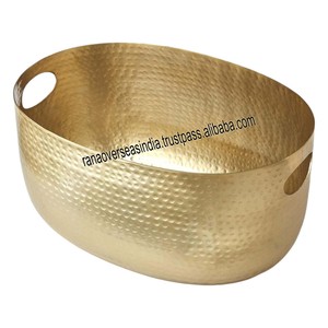 Super Quality Hammered Metal Beverage <b>Ice</b> Tub With Handle & Golden Polished Customized Shape & Size at Sale Price - Product Image 6