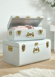 <b>Stackable</b> Iron <b>Storage</b> Boxes 60.2L Grey Industrial Style Lidded Rectangular Home Organization <b>Containers</b> Copper Accents - Product Image 2