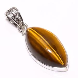 Joyería colgante clásica para mujer, joyería de estilo bohemio de Plata de Ley 925, piedra preciosa de ojo de tigre, colgante hecho a mano, regalo para - Product Image 1