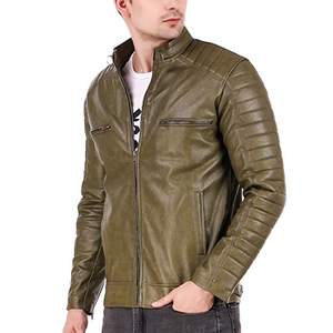 Nueva llegada chaquetas de cuero con cremallera completa para los hombres de color sólido liso transpirable personalizado chaquetas de cuero de los hombres - Product Image 6