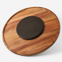 Plateau tournant Lazy Susan en bois d'acacia naturel de 12 pouces pour cuisine, table à manger, armoire, salle de bain