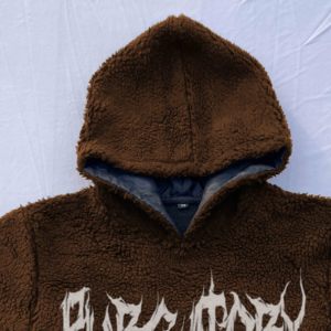 Sweat à capuche Sherpa surdimensionné pour hommes 100% coton mélangé pull polaire épais épaule tombante teint uni Style hiver de haute qualité - Product Image 3