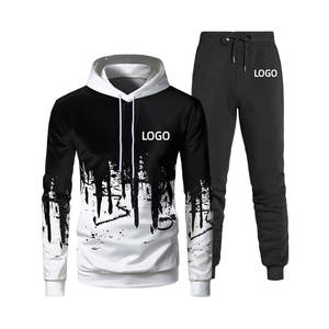 OEM/ODM sudaderas con capucha personalizadas y conjuntos de Jogger logotipo sólido Sudadera con capucha chándal de algodón de peso pesado - Product Image 1