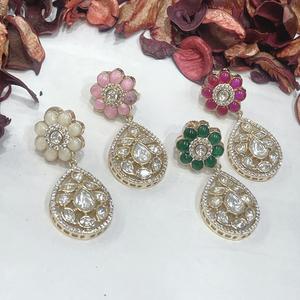 Hermosos Pendientes chapados en oro con aspecto de piedra de la mejor calidad, ropa tradicional para fiesta, boda, colección de ropa para mujer - Product Image 1