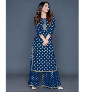 Indiase Vrouwen Collectie Rayon Kurti Met Plazo In Laagste Prijs Markt India Etnische Ontwerper Kurti Plazo In Groothandelsprijs