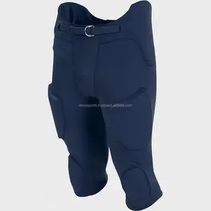 Bleu marine Football américain 4 pantalons rembourrés équipe adulte Match de Football américain pantalon intégré en forme de D Fix Belt Football pantalon