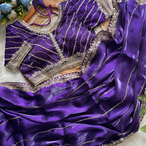 Designer indien Premium soie douce femmes Saree classique broderie lourde Jari travail frontière fêtes mariage événements décontractés vêtements - Product Image 1