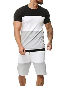 Conjunto Deportivo para Hombre, Ropa de Gimnasio de Secado Rápido y Transpirable, Camiseta de Manga Corta de Verano, Pantalones Cortos de Entrenamiento para Correr, Baloncesto, Color Sólido - Product Image 3