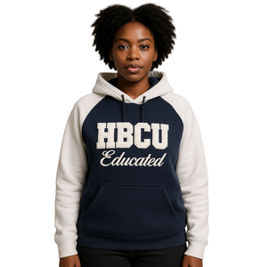 HBCU-Sudadera con capucha de manga raglán azul oscuro educado, bordado de chenilla, hermandad de mujeres griega Divine Nine Collegiate Pride, sudadera con logotipo personalizado - Product Image 1