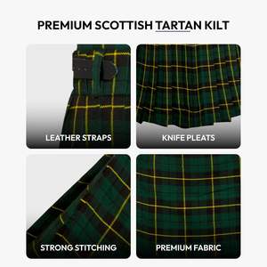 Kilt écossais pour homme, motif tartan vert chasseur du clan Wallace, 16 oz, 100% acrylique, laine, ajustement sécurisé, sangles en cuir, vêtements écossais, 2026 - Product Image 3