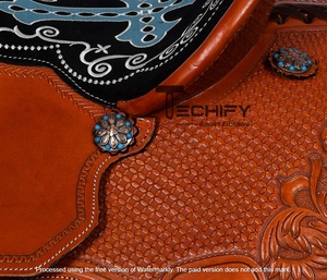 อานม้าหนังบุขนแกะแบบตะวันตก ใช้งานได้สะดวก ทนทาน เหมาะสำหรับขี่ม้า - Product Image 4