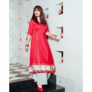 Conjunto de Traje de Rayón Rojo para Mujer - Product Image 3