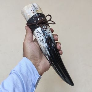 Corne de bière de style ange Viking de haute qualité écologique avec support en cuir poli par HF CRAFTS India à vendre à l'exportation - Product Image 1
