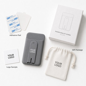 Portefeuille de téléphone en silicone avec logo personnalisé, support intégré, porte-cartes adhésif pour téléphone portable, portefeuille adhésif pour smartphones - Product Image 5