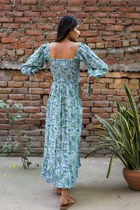 Wholesale 2025 Collection Tie Dye Kaftan <b>Dress</b> V-Neck Long Half Sleeves Rayon Fabric Loose Fitting with Side Slit for Spring - Product Image 2