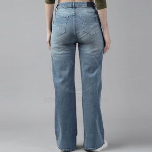 Le Pakistan a fabriqué un pantalon en jean pour femmes de conception unique salopette taille moyenne avec devant plat nouveau style pour la saison du printemps - Product Image 3