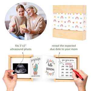 Cadeaux d'<span class=keywords><strong>annonce</strong></span> pour bébé Idées Cadeaux de <span class=keywords><strong>grossesse</strong></span> surprise Cadeaux de révélation pour soeur Meilleur ami Bébé Échographie Photo Souvenir Boîte en bois - Product Image 4