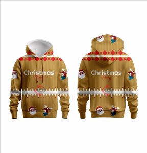 เสื้อฮู้ดผู้ชายผ้าโพลีเอสเตอร์ทรงโอเวอร์ไซส์ดีไซน์โลโก้ลายคริสต์มาสสำหรับฤดูหนาว - Product Image 5