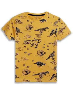 Stocklot Clothing BOYS T SHIRT Yellow Short sleeve O-Neck Surplus Printed Wholesale Boys T Shirt form India