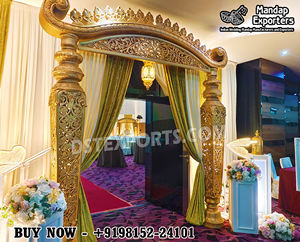 Decoración de Escenario de Boda Estilo Bigote Mughal Dorado, Compre Mandap Ligero de Alta Calidad, Decoración de Escenario, Precios al por Mayor en Australia - Product Image 2