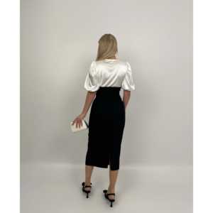 Vestido Corsé Satinado 4021 con Mangas Abullonadas, Silueta Ajustada y Cintura Natural - Product Image 2