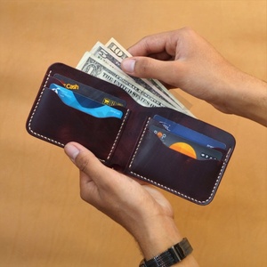 กระเป๋าสตางค์ใส่บัตรมีสไตล์สำหรับผู้ชายกระเป๋าสตางค์ทำมือวัสดุเนื้อนุ่ม RFID ลักษณะกระเป๋าสตางค์หนังยาวสั้น - Product Image 5