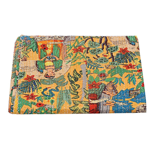 Indien fait à la main Kantha jeter couverture Antique Vintage bohème couette motif Floral couture à la main bloc imprimé coton Gudari - Product Image 1