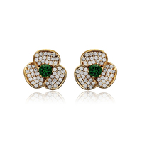 Diseño de forma de flor Esmeralda CZ piedra auténtico estilo otomano pendientes de tuerca de plata al por mayor joyería turca hecha a mano