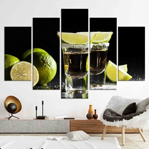 Tableau sur toile Tequila Shot & Lime : Impression vibrante pour la cuisine, lot de 5 tableaux sur toile assortis - Product Image 1